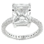 Radiant Cut Sterling Silver CZ Engagement Ring